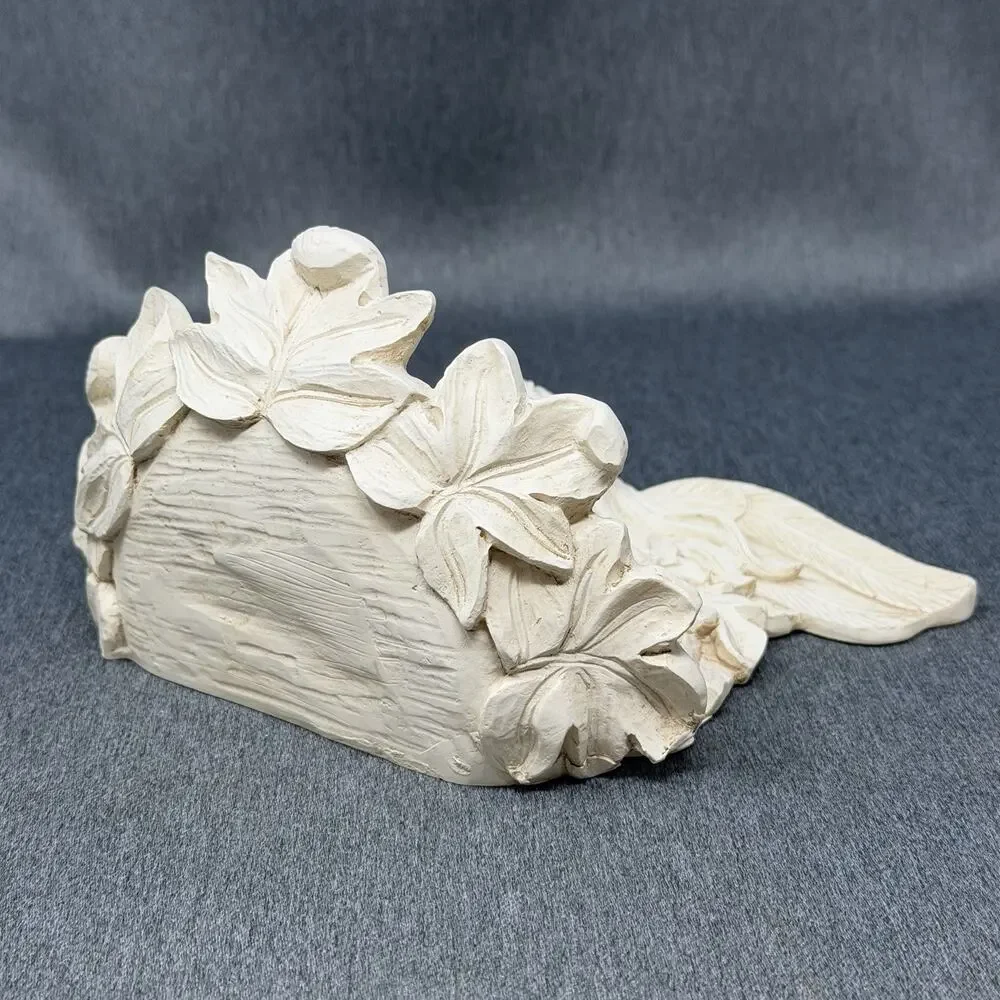 Vintage Cherub Angel Wall Mount Bird Bath Garden Decor Soap Dish Ivory Resin